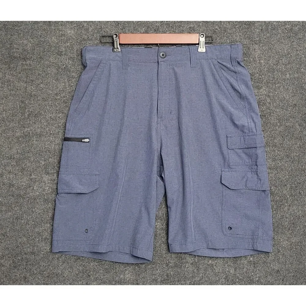 Iron Co Mens Set of 2 Cargo Shorts Utility Pockets Outdoor Casual Black Blue 36